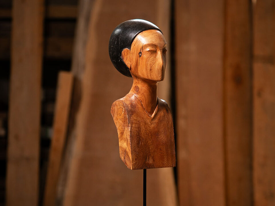 Talla en madera. Serie Imágenes del Bosque. Leza. Sabina y hierro. 13.5x53x17cm. Gubiarte