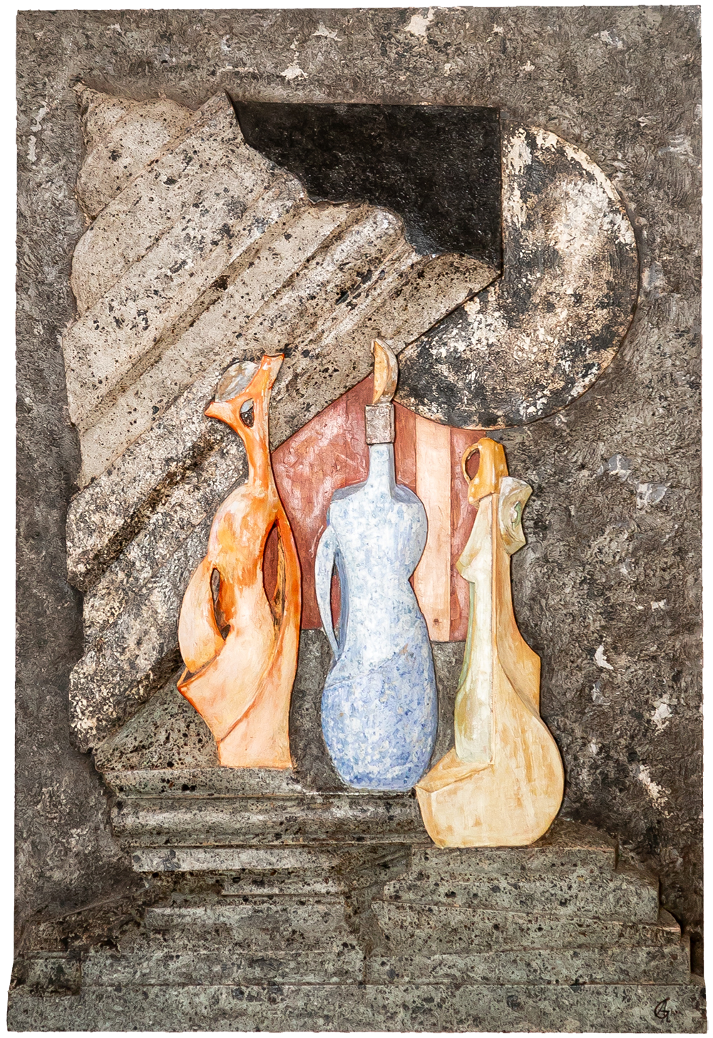 Bodegón en madera. El Observatorio. 53x78x7cms. Gubiarte.