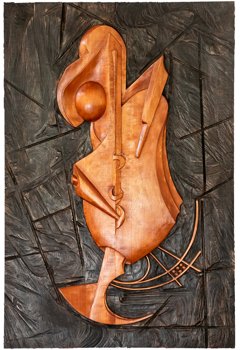 Talla en madera. Serie Instrumentos imposibles. El músico. Gubiarte