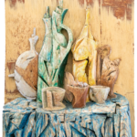 Bodegón en madera. Bodegón. 47x70x10cms. Gubiarte