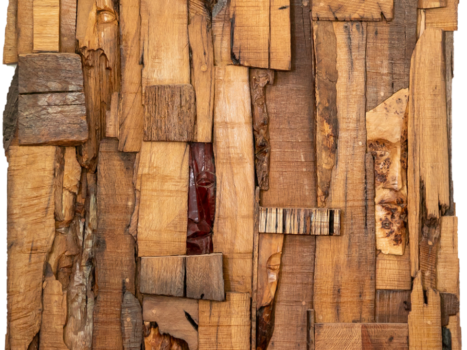 Talla en madera. Fragmentos. Tras la mirada. Roble 77x102cms. Gubiarte.