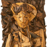 Talla en madera. Fragmentos. Arlequín. Roble. 100x70x20cm. Gubiarte.