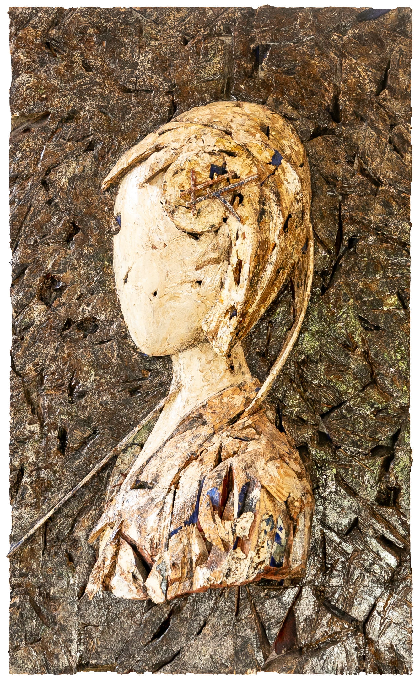 Talla en madera. Serie Retratos. Berciana. Madera policromada. 85x124x24cm. Gubiarte.