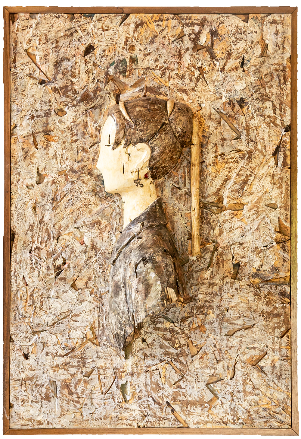 Talla en madera. Serie retratos. Téxire. Madera policromada. 87x127x25cm. Gubiarte