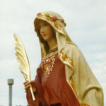 Talla en madera. Talla aplicada. Santa Marina. Madera policromada. Gubiarte