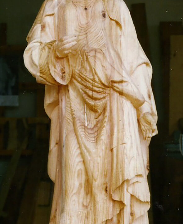 Talla en madera. Talla aplicada. Santa Marina. Pino. Gubiarte