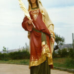 Talla en madera. Talla aplicada. Santa Marina. Madera policromada. Gubiarte