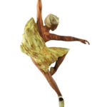 Talla en madera. Serie Movimiento. Bailarina amarilla. Olivo . 34x67x12 cm. Gubiarte