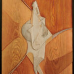 Talla en madera. Instrumento imposible I. Madera policromada.57,5x77 cm. Gubiarte