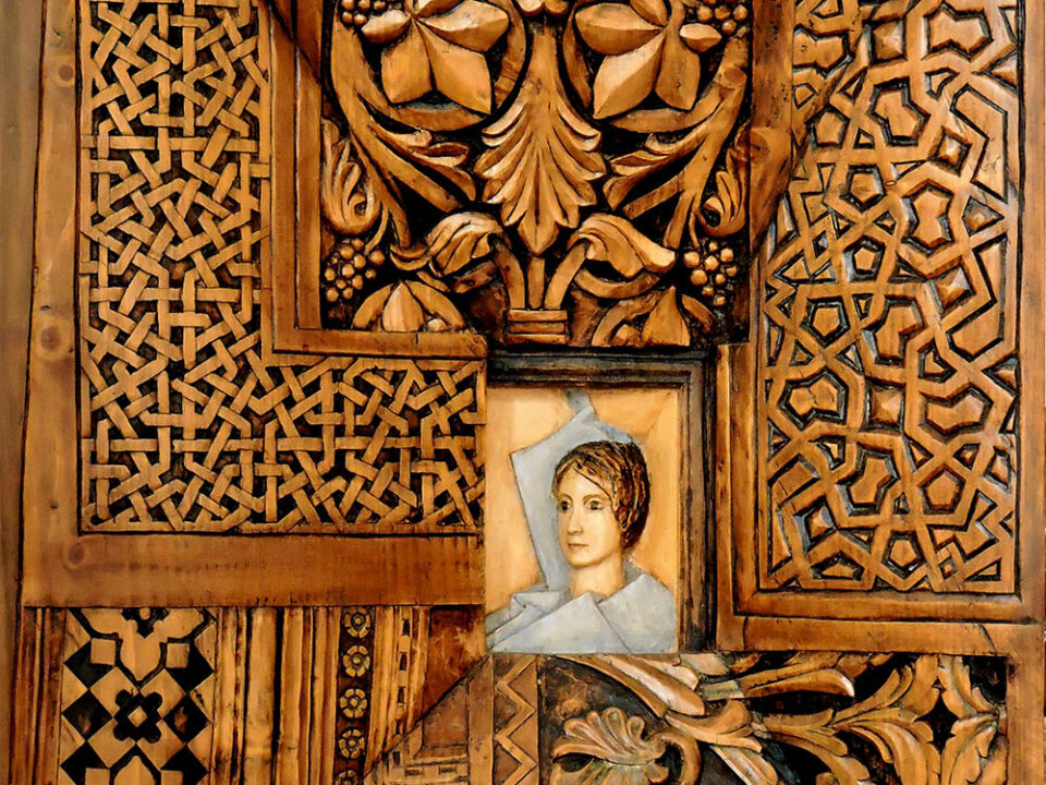 Talla en madera. Collage I. Ciprés. 47x68x14. Gubiarte