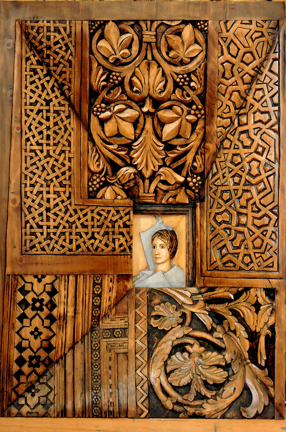 Talla en madera. Collage I. Ciprés. 47x68x14. Gubiarte